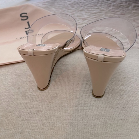 SJP by Sarah Jessica Parker Nude patent leather wedges sz 40 - Picture 6 of 6